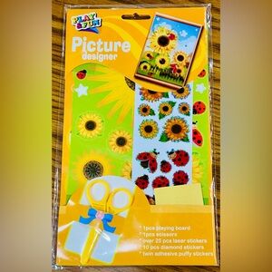 Craft Art Kit Childrens Picture Designer Stickers Sunflowers Ladybug Scene